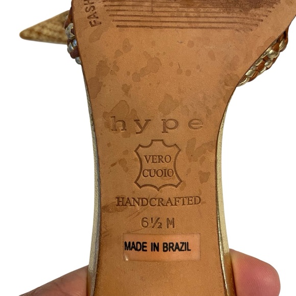 Flash Sale Y2K Hype Gold And Brown Woven Leather Mules. - Picture 13 of 16